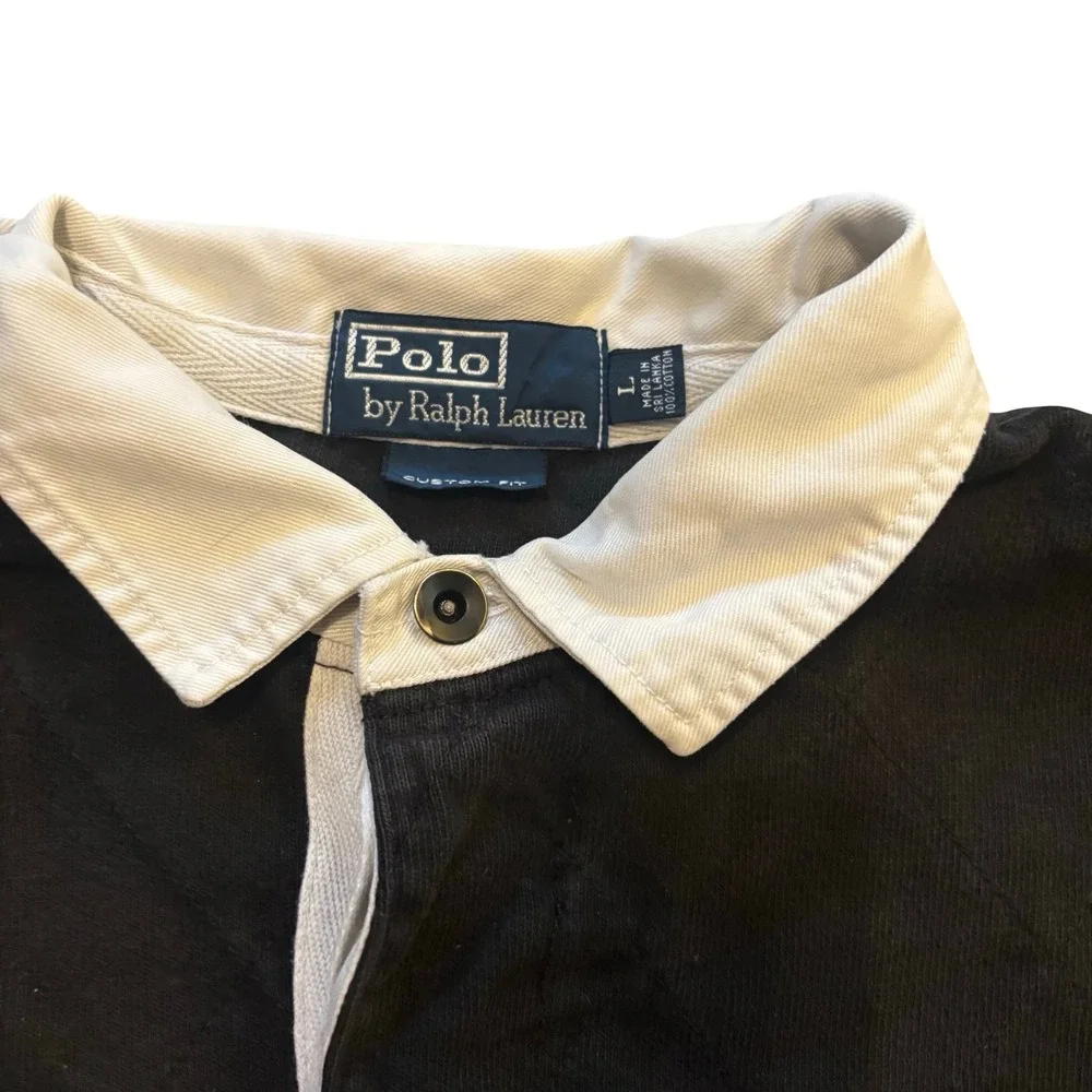 Polo Ralph Lauren Mens Custom Fit Graphic Rugby Shirt Black R3 067 Size L